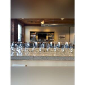 Clear Stemless Wine Glasses with Fold Stripe On the Top - Set of 8